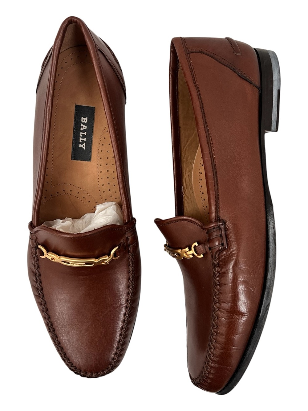 Bally Kauia Brown Leather Slip-On Loafers Men's 9.5M Made in Italy Dress Shoes